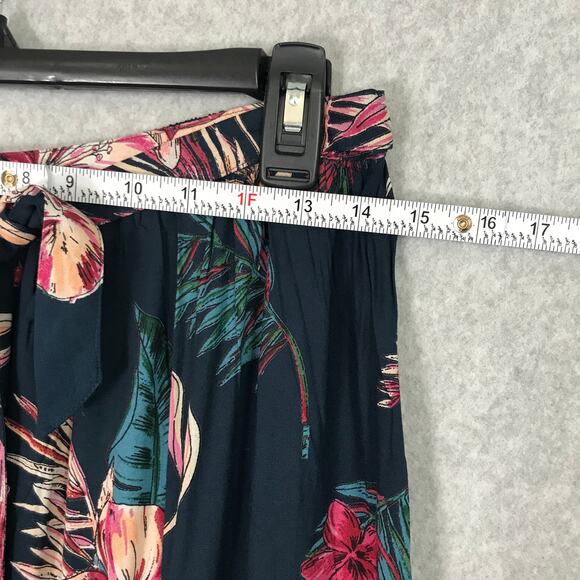 Patrons of Peace Skirt Womens Medium Black Tropical Maxi High Slits Pleated Tie - Picture 6 of 10